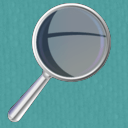 Magnifying glass on textured turquoise background.