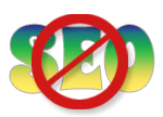 No Google SEO sign, prohibition symbol overlaid.