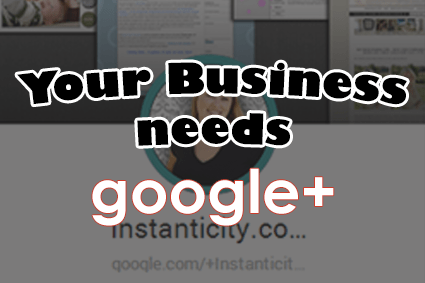 Promotional banner suggesting businesses use Google Plus.