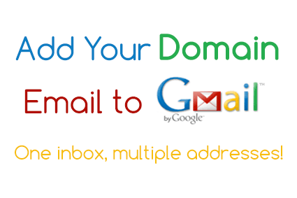 Graphic promoting adding domain email to Gmail.