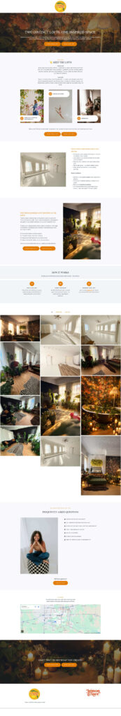 Lemon + Lace studio rental website homepage