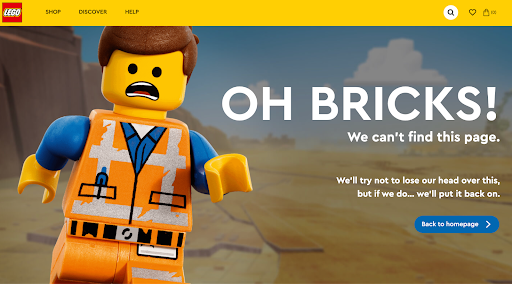 LEGO figure on 404 error page