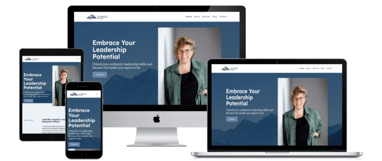 Website on various devices promoting leadership potential.