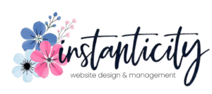 Instanticity logo with colorful flowers