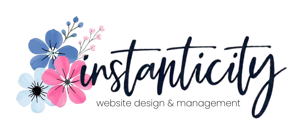 Instanticity logo with colorful flowers