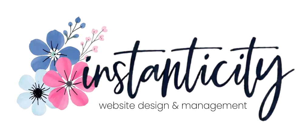 Instanticity logo with colorful flowers
