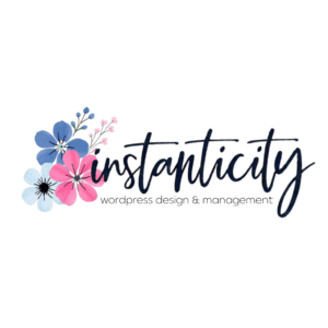 Instanticity logo with colorful flowers