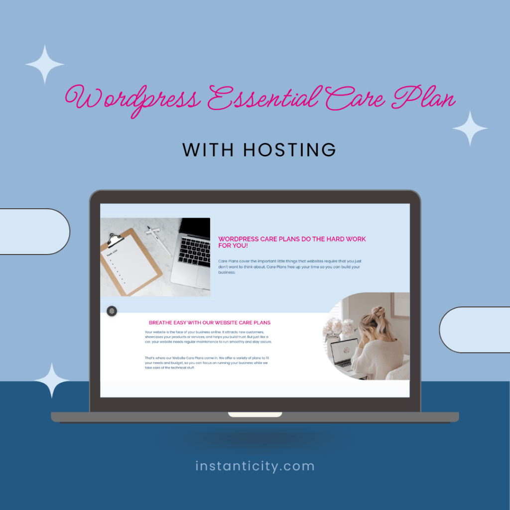 Promotional graphic for WordPress Essential Care Plan