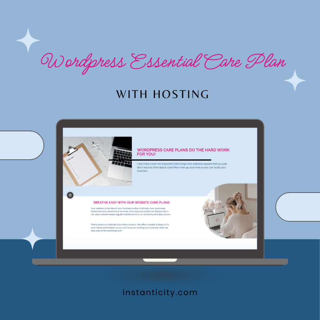 Promotional graphic for WordPress Essential Care Plan