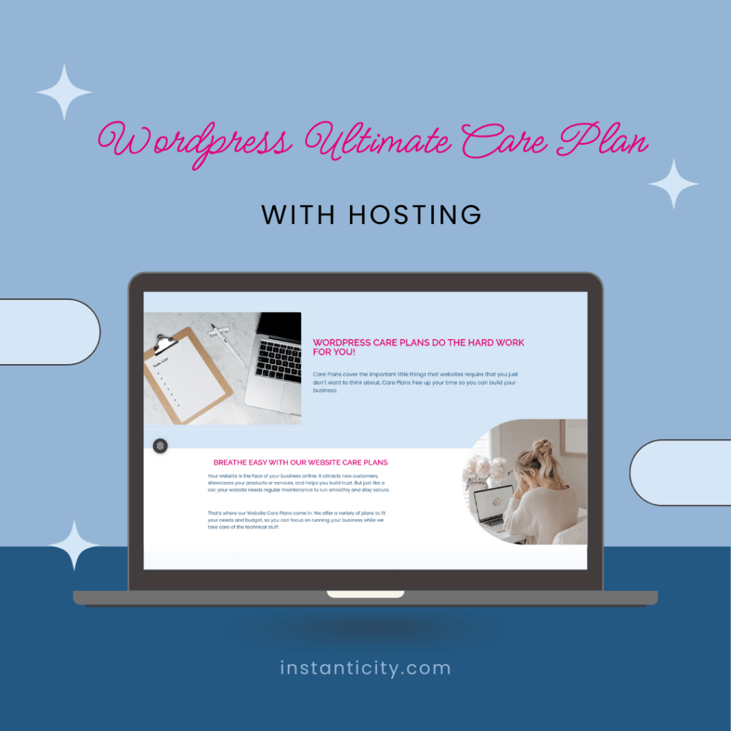 Advertisement for WordPress Ultimate Care Plan with hosting