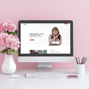 Computer screen displaying nonprofit organization's website