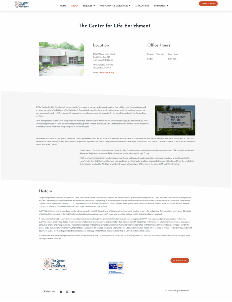 The Center for Life Enrichment about page