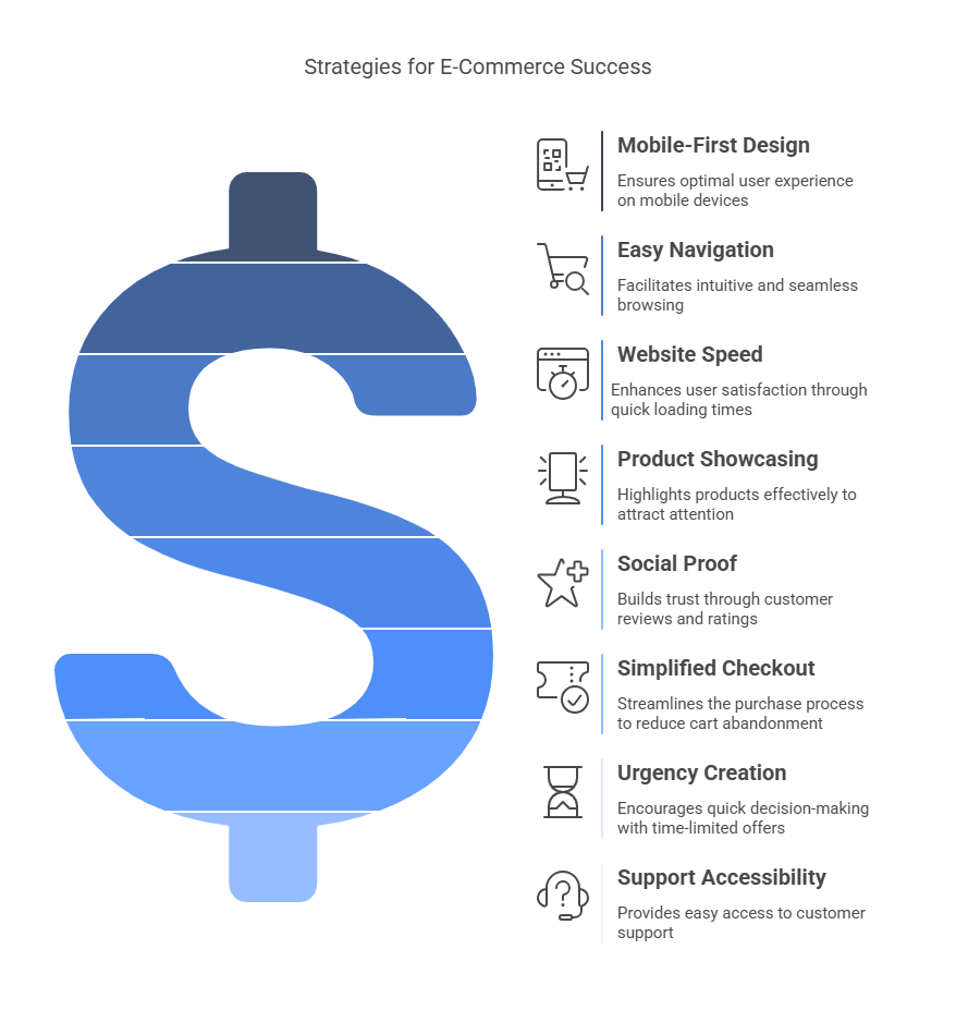 Infographic outlining strategies for E-Commerce success