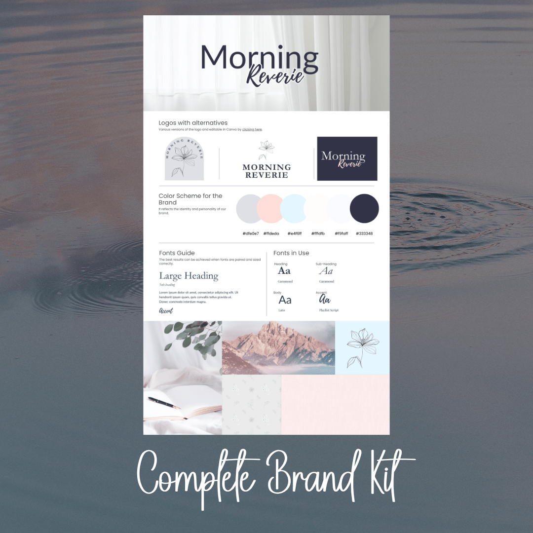 Morning Reverie complete brand kit overview