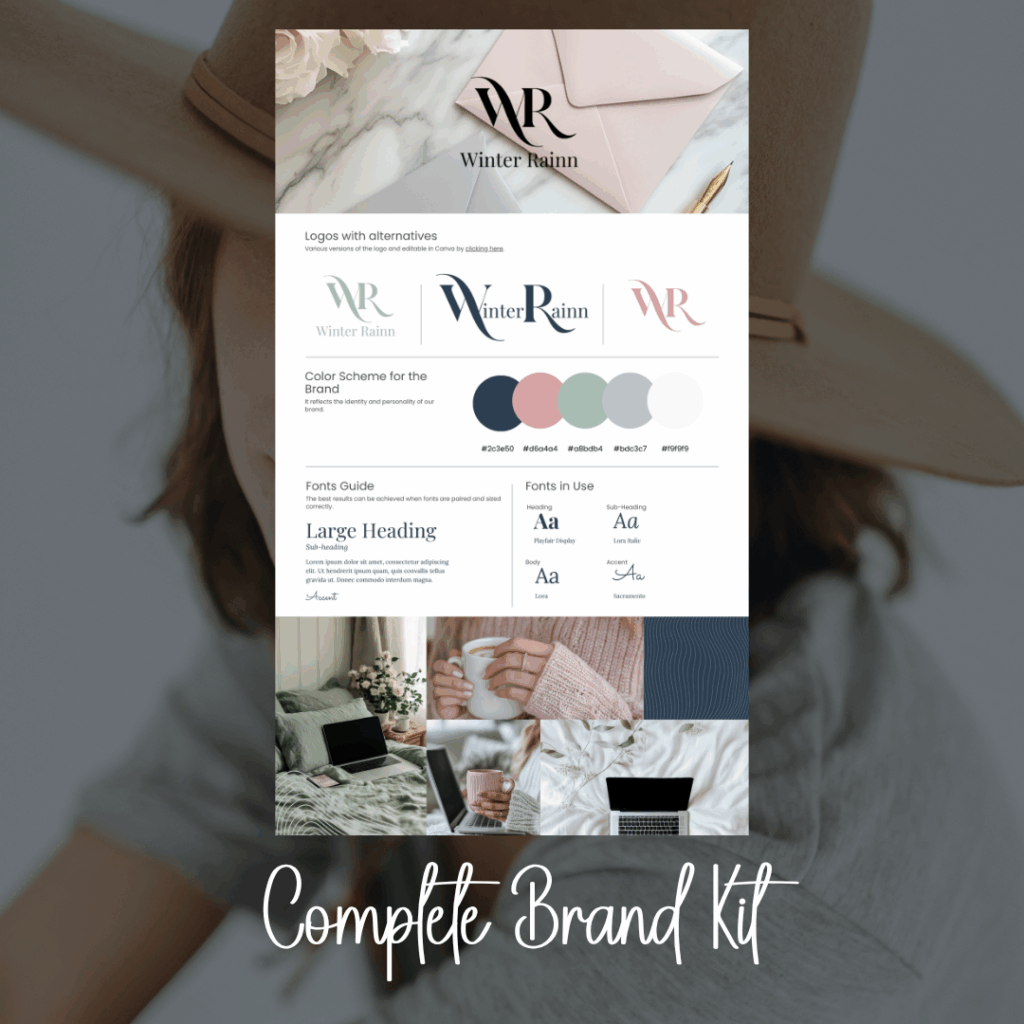 Complete brand kit with logos, colors, fonts guide.