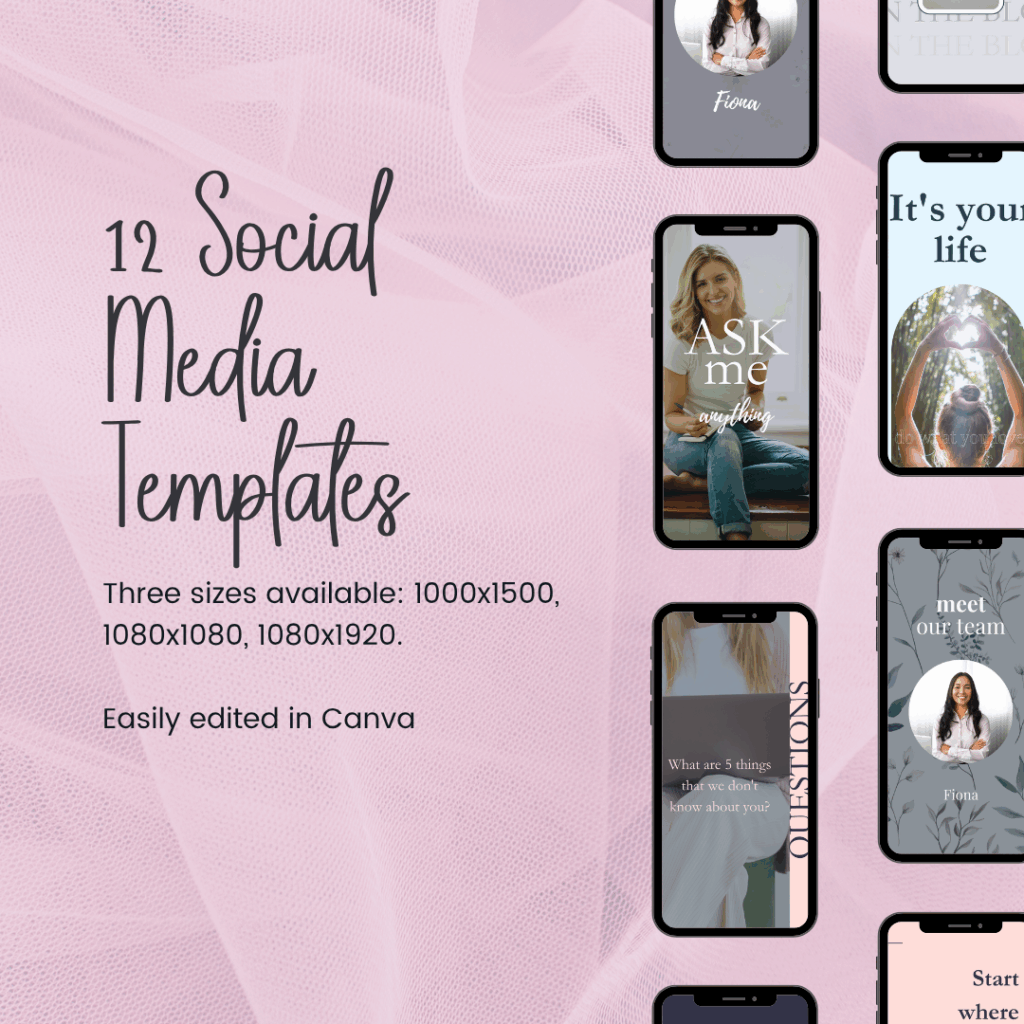 Set of 12 editable social media templates.