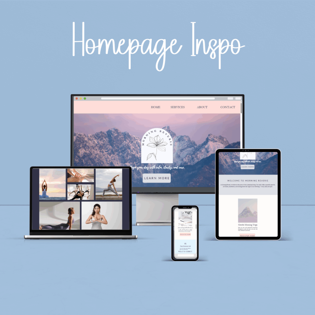 Digital yoga homepage mockup on devices