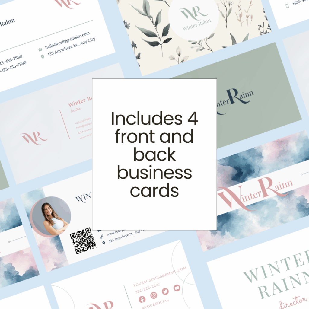 Includes four front and back business cards.