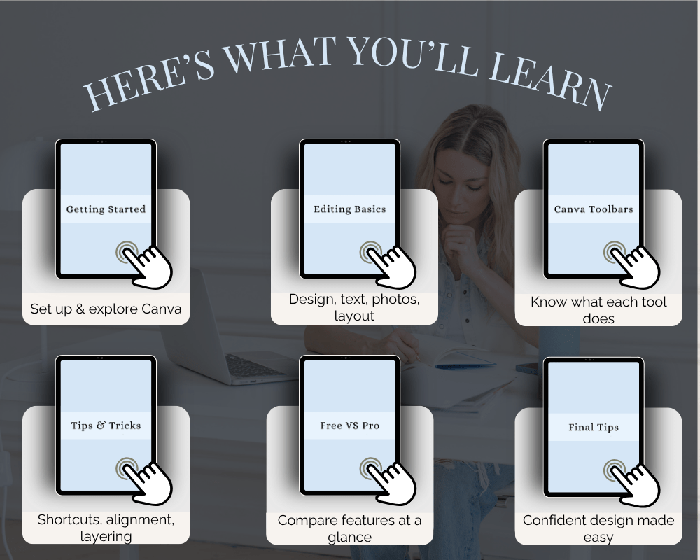 Canva course overview with learning modules