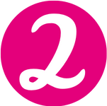 Elegant white script '2' on pink circle