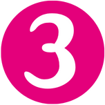 Pink circle with white number three