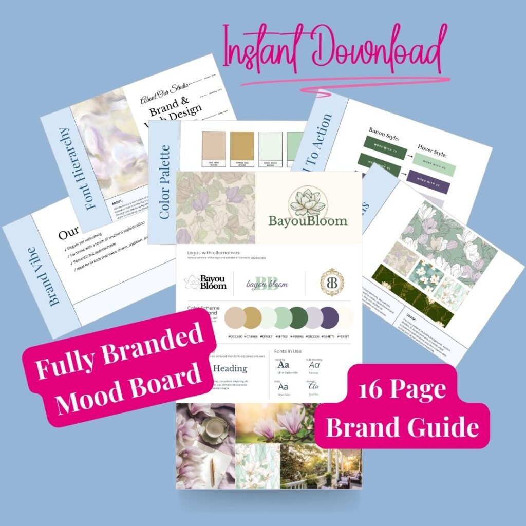 BayouBloom brand guide and mood board download.