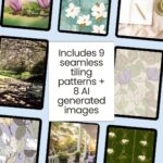 Collage of floral and AI-generated patterns on tablets.
