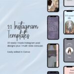 21 Instagram templates for posts and carousel designs.