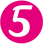 Pink circle with number five