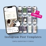 Instagram post templates, customizable in Canva.