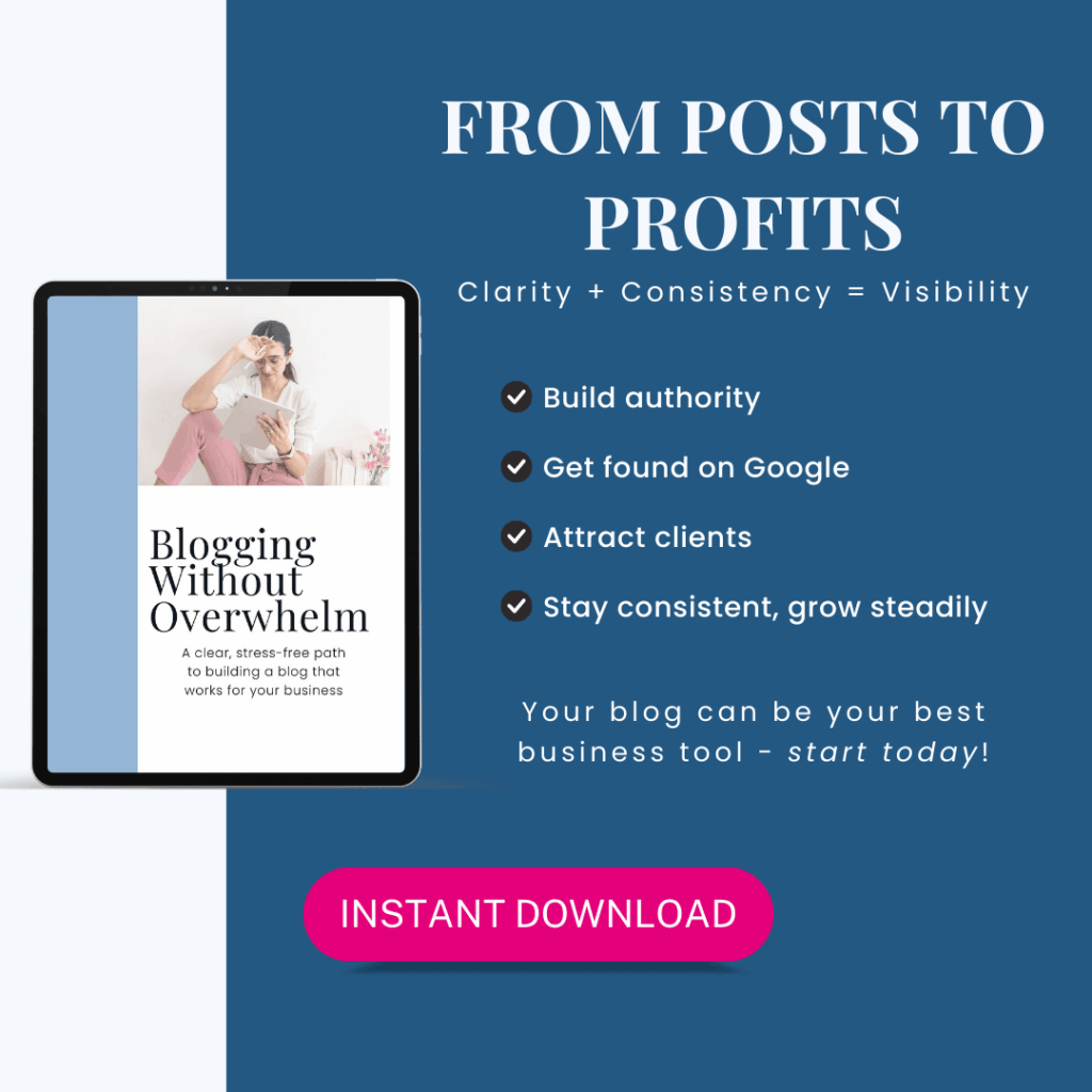Ebook cover: Blogging Without Overwhelm, instant download