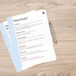 Document template for writing about a topic on desk.