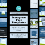 Customizable Instagram post templates in blue shades.