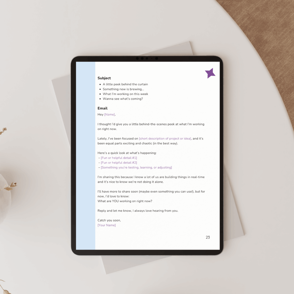 Tablet with email draft on screen