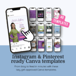 Instagram and Pinterest Canva templates showcase.