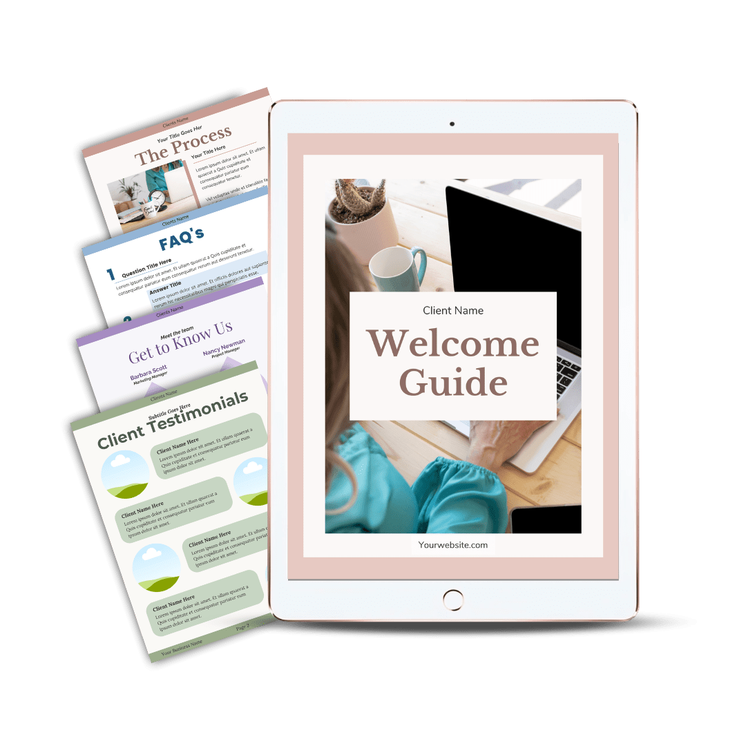 Welcome guide on tablet with documents.
