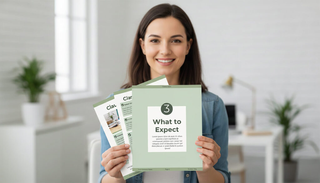 Person holding informative brochures indoors
