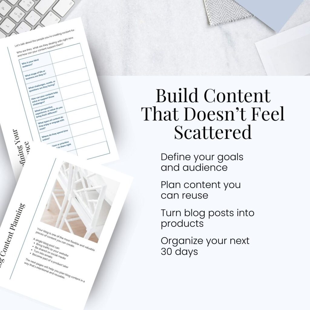 Content planning guide for organized marketing strategy.