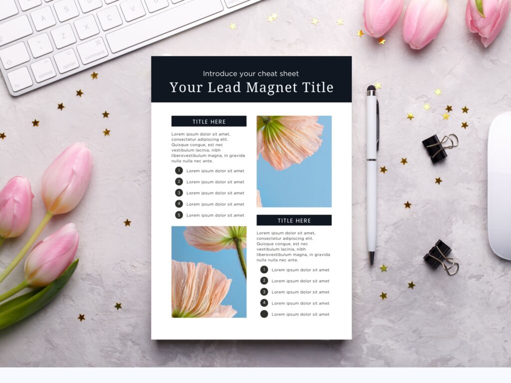 Lead magnet cheat sheet mockup on desk