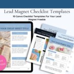 Lead magnet checklist templates displayed on tablet and pages