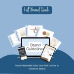 Laptop displaying brand guidelines with documents