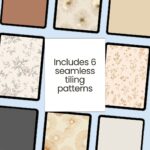 Collection of six seamless tiling patterns.