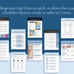Canva checklist templates promotional graphic with layouts