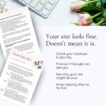 Website audit checklist beside keyboard and roses