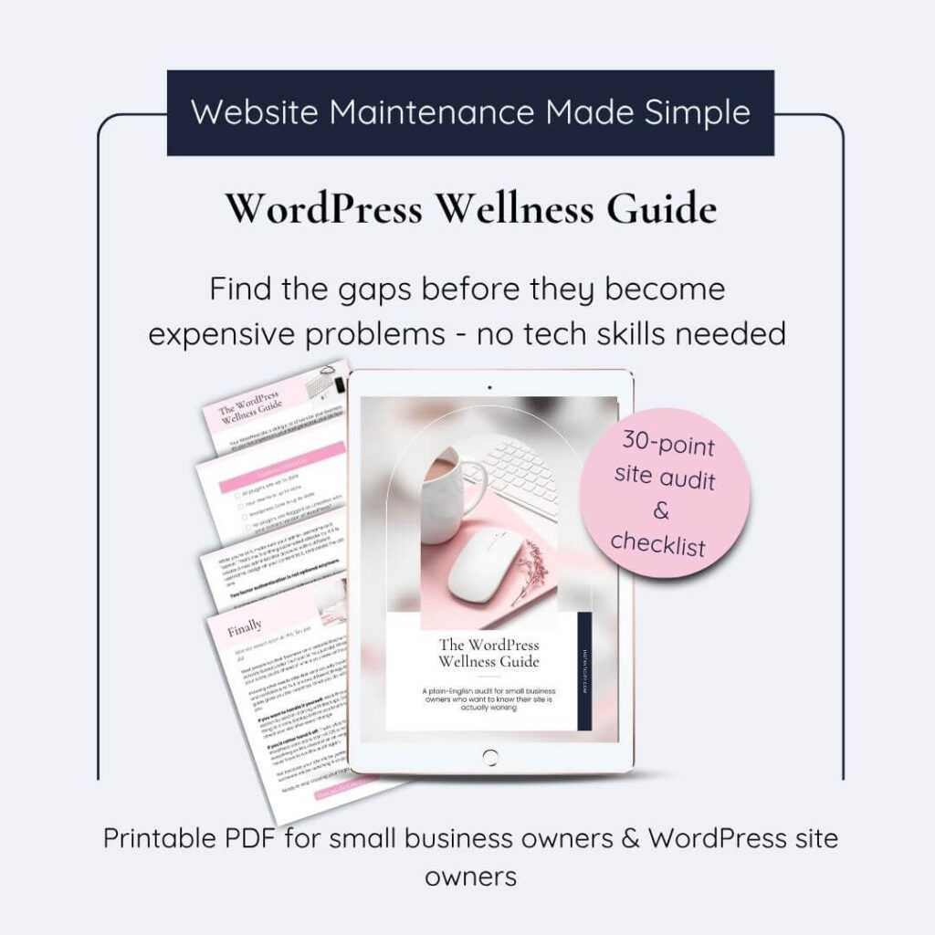 WordPress Wellness Guide website maintenance promotional graphic