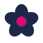 Simple dark blue flower with pink center