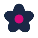 Simple dark blue flower with pink center