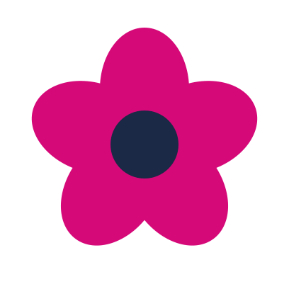 Pink five-petal flower with dark blue center