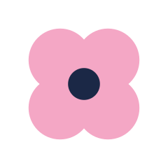 Simple pink flower icon with dark center