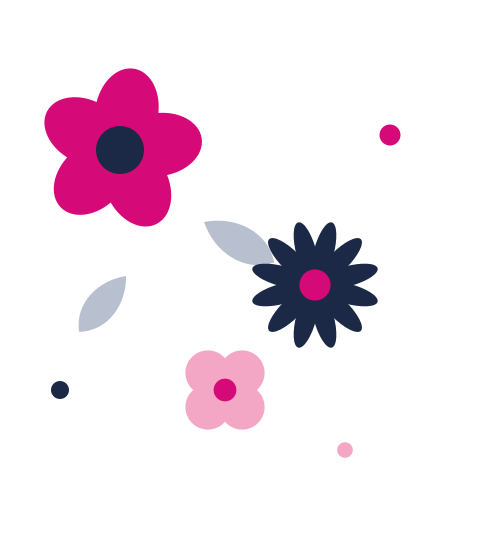 Colorful flat flowers on black background